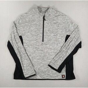 Canada Weathergear Mens Quarter Zip Pullover Space Dye Grey Black Large Sporty